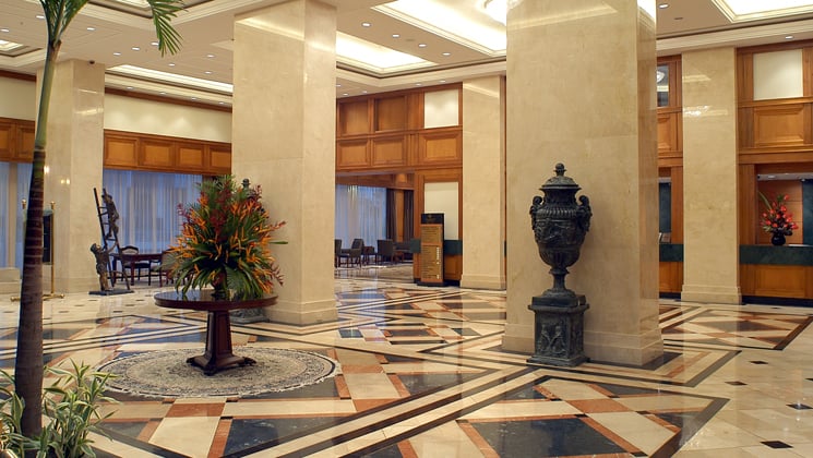 The lobby at the Hotel Oro Verde in Guayaquil, Ecuador, a convenient accommodation for business and leisure travelers