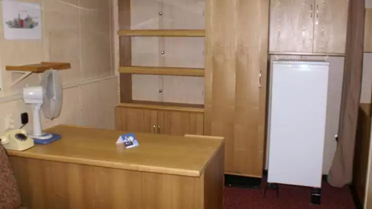 50 Years of Victory, Victory suite with small refridgerator, shelves and counter space