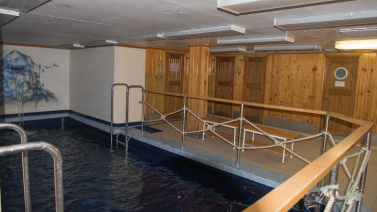 Indoor swimming pool on board the 50 Years of Victory.