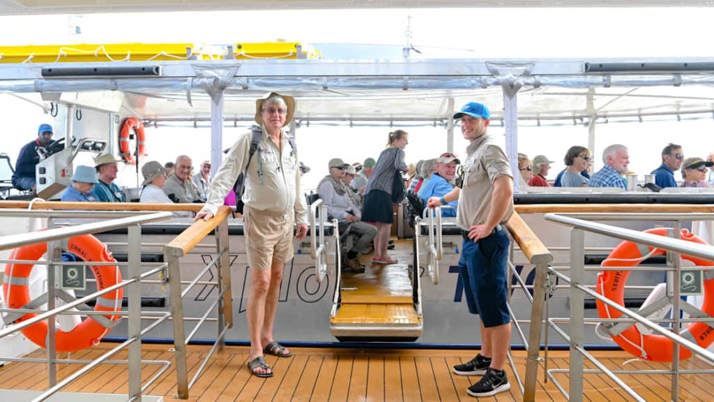 People boarding the xplorer tender in Australia.