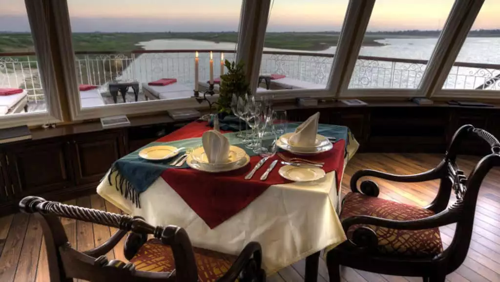Dining at sunset aboard Jahan can be an intimate affair.