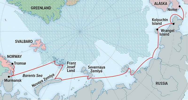 National Geographic Northeast Passage Expedition route map.