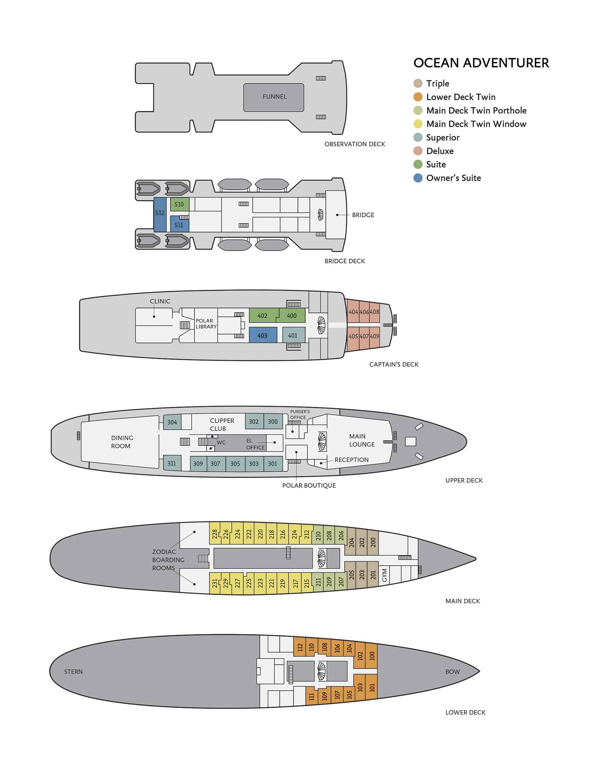 deck plan for the ocean adventurer small ship