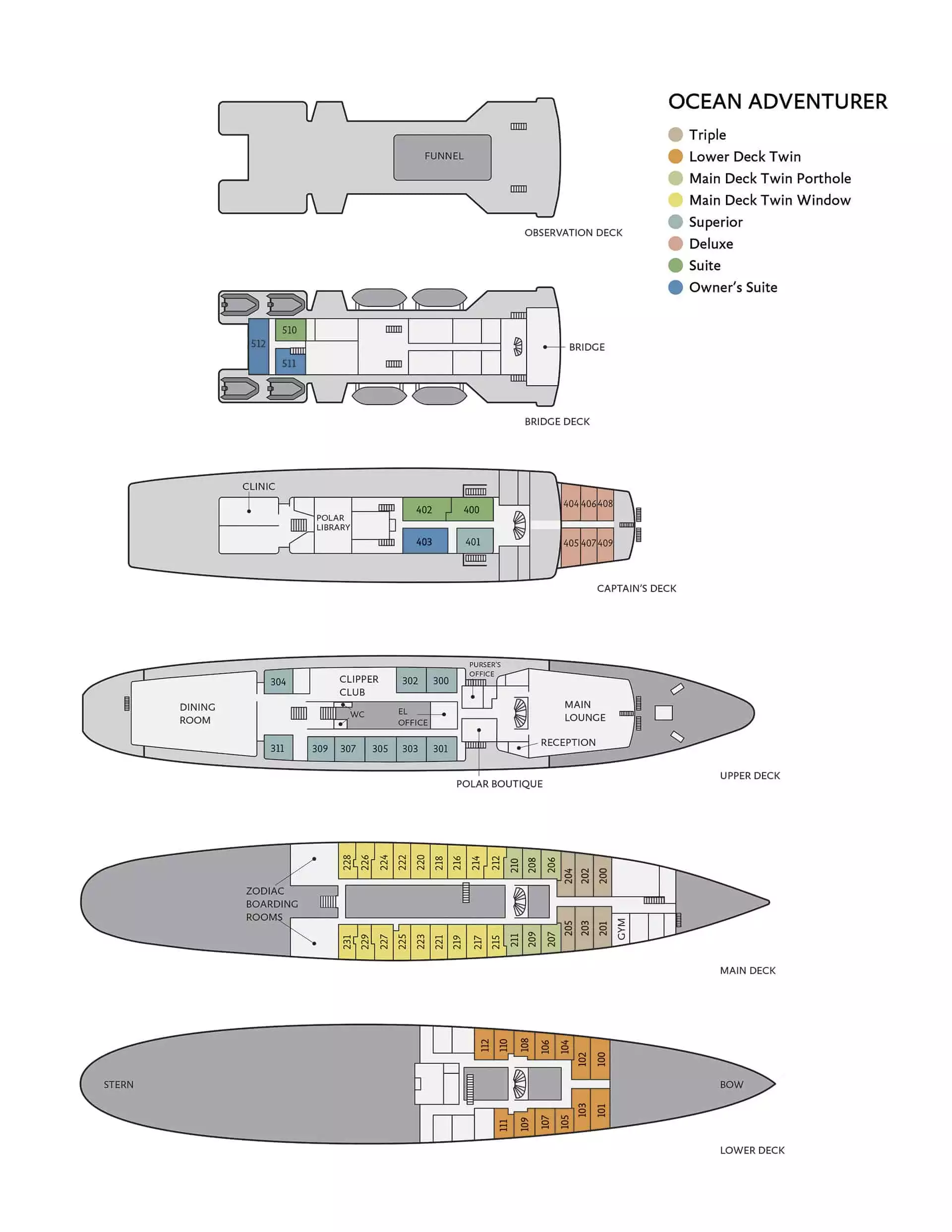deck plan for the ocean adventurer small ship