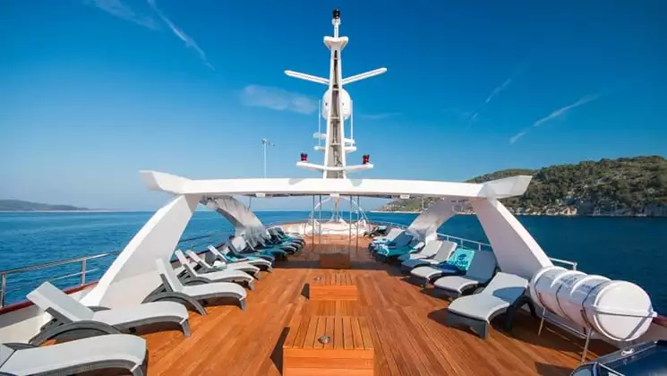 Lounge chairs on the sun deck aboard Admiral.