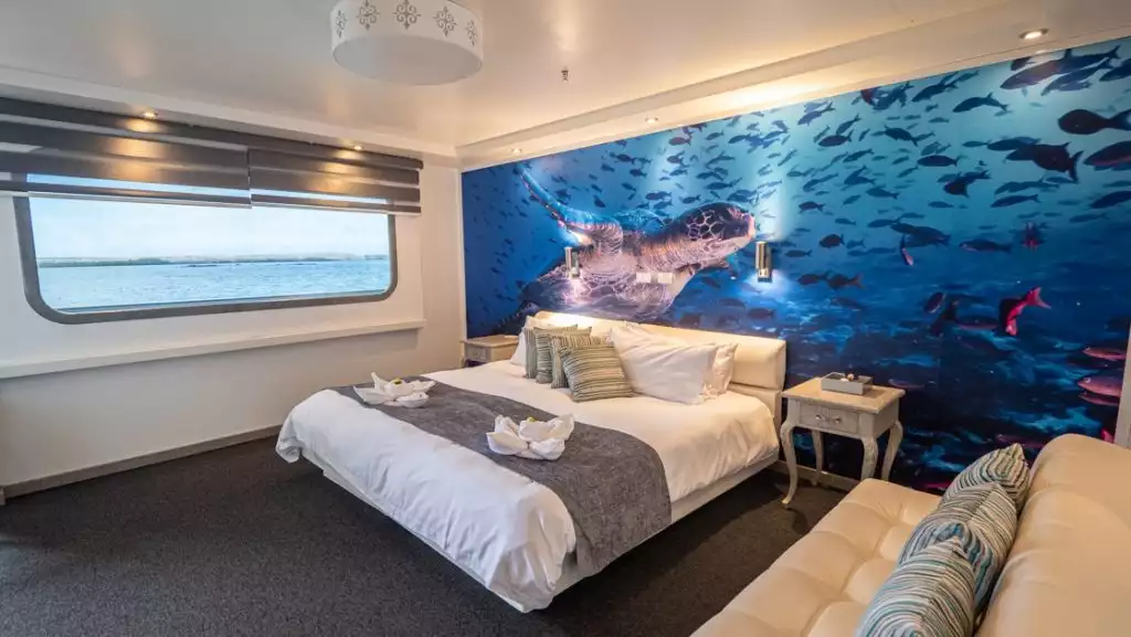 Stateroom with matrimonial bed aboard Galapagos Horizon