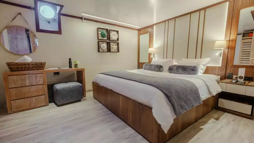 Darwin Deck Deluxe Stateroom with double bed aboard Evolution