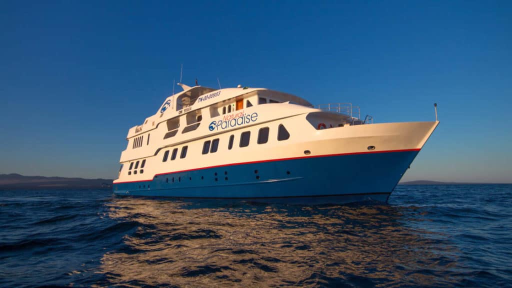 Exterior starboard side of Natural Paradise Galapagos small ship