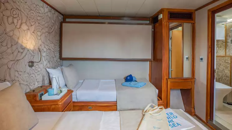 Category A cabin with twin beds (& optional pullman berth for triple occupancy) aboard Galileo