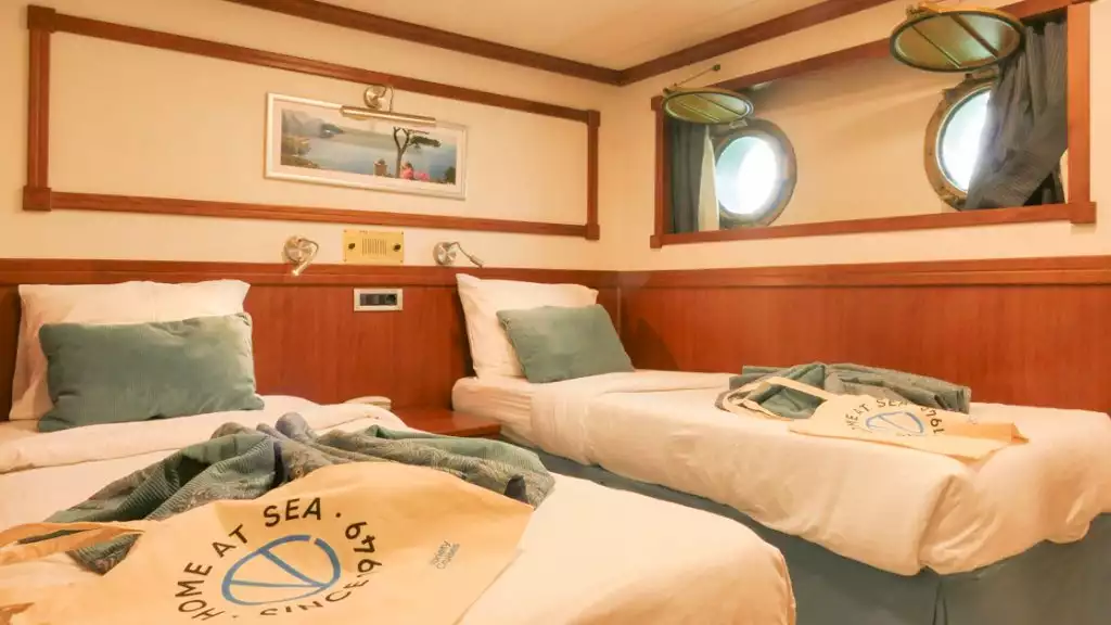 Category B cabin with twin beds aboard the Galileo
