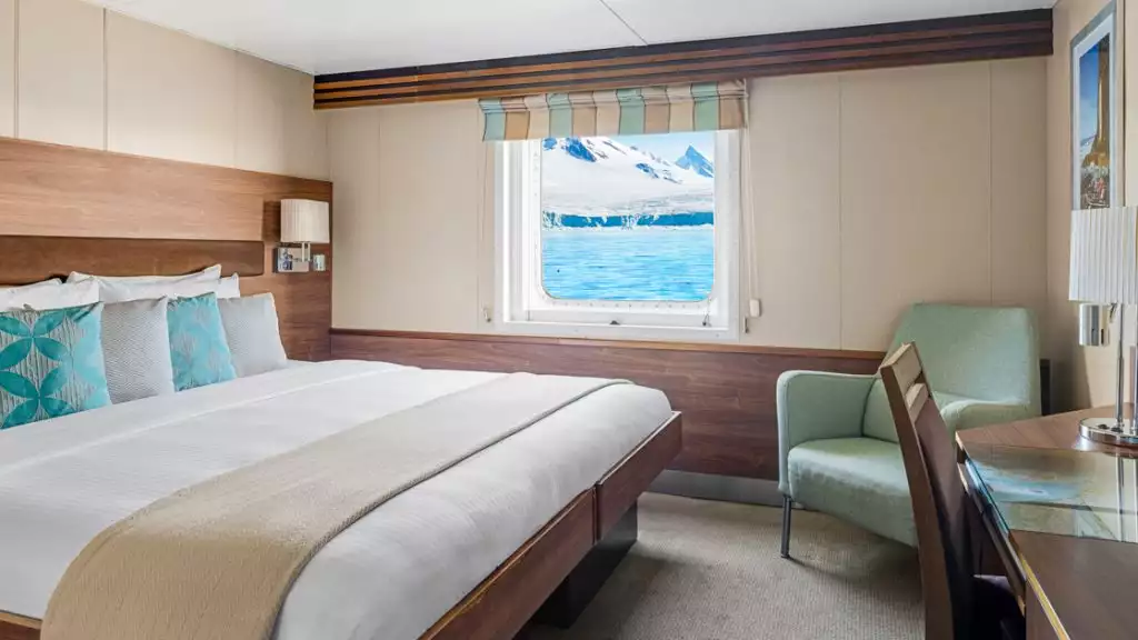 Category 2 Cabin with double bed aboard the National Geographic Explorer