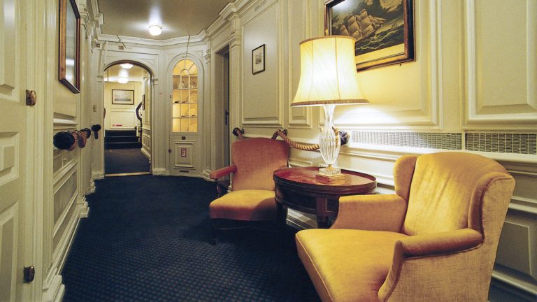 The touches of finery are found throughout the Sea Cloud Lindblad including the hallway which features comfortble seating