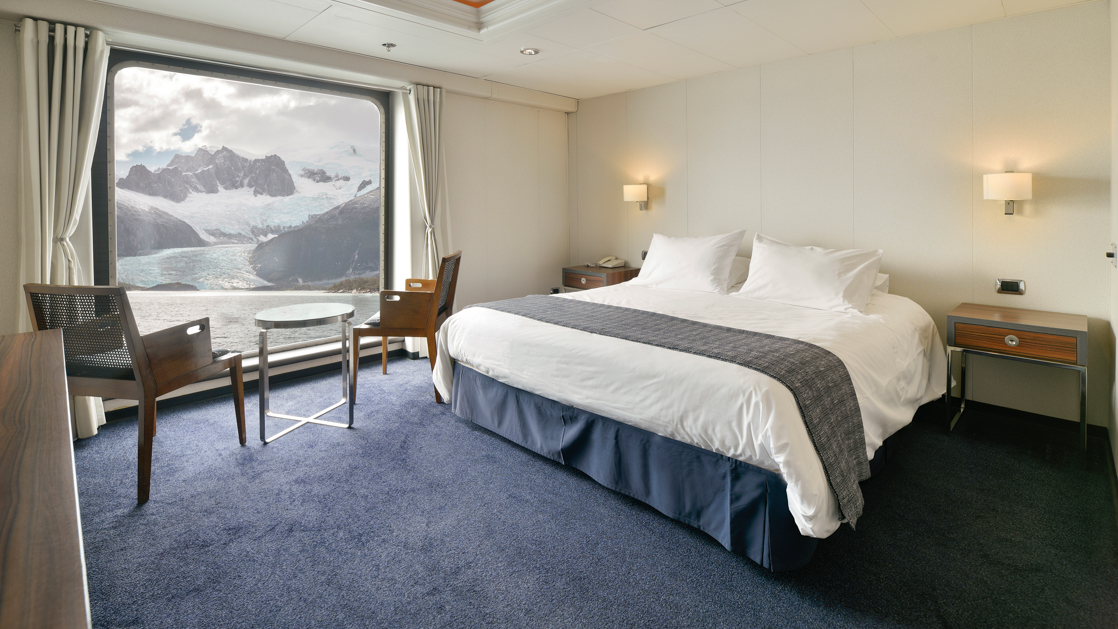 The Stella Australis in Chilean Patagonia has plenty of space in the AAA Superior cabin with 220 square feet of room