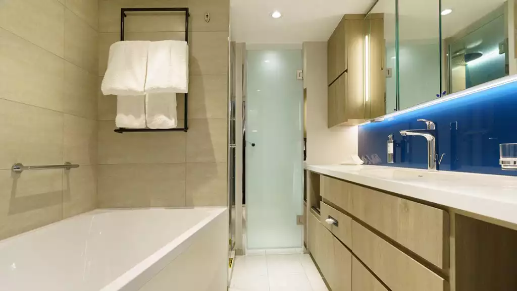Owner's Suite bathroom aboard Ultramarine