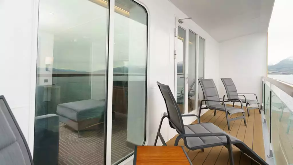 Extra-wide Terrace Suite balcony aboard Ultramarine