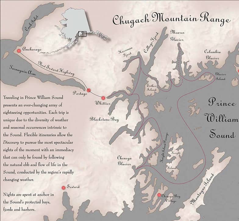 Prince William Sound Discovery route map.