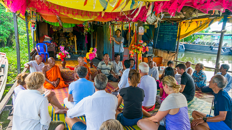 while with the Aqua Mekong Cruise you too can take part in a beautiful blessing ceremony given by a Buddhist monastery