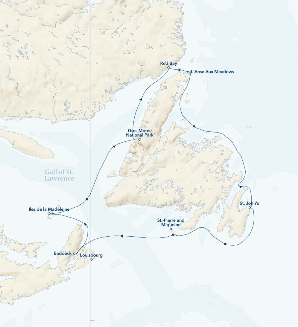 Map of gulf of st lawrence small ship cruise and its circular route