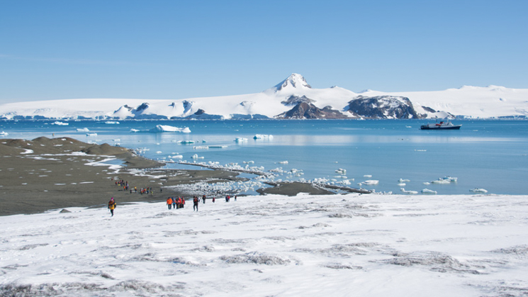 During a Classic Antarctica trip aboard the Ushuaia a group of explorers set ashore to hike and see the beautiful landscape