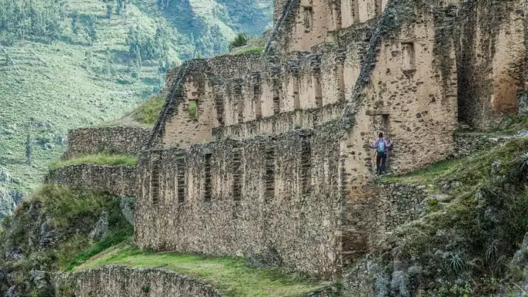 face of ruins of machu picchu on sacred valley & lares adventure land tour