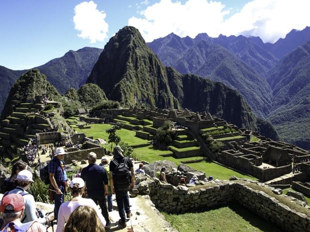 People on tour at Machu Picchu in Peru. 