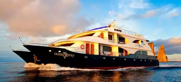 Galapagos Ocean Spray Small Yacht Charter sailing away from Kicker Rock