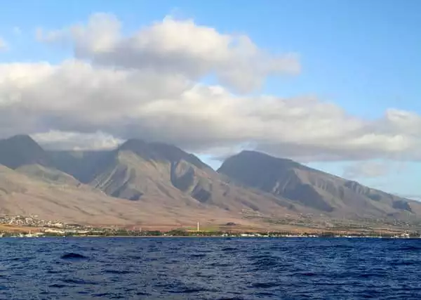 Hawaiian Islands Cruise view of mountains and small beach town