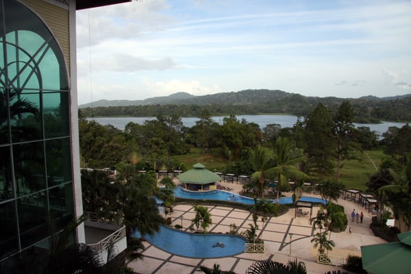 Hotel with a view of 2 pools in the jungle in the canal zone.