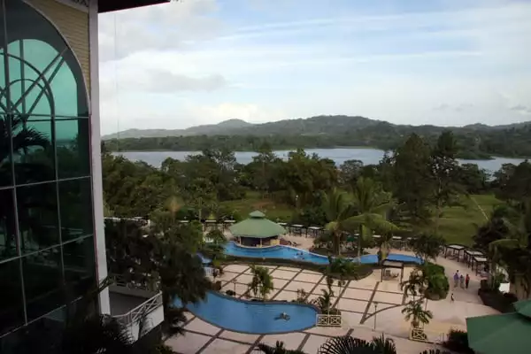 Hotel with a view of 2 pools in the jungle in the canal zone.
