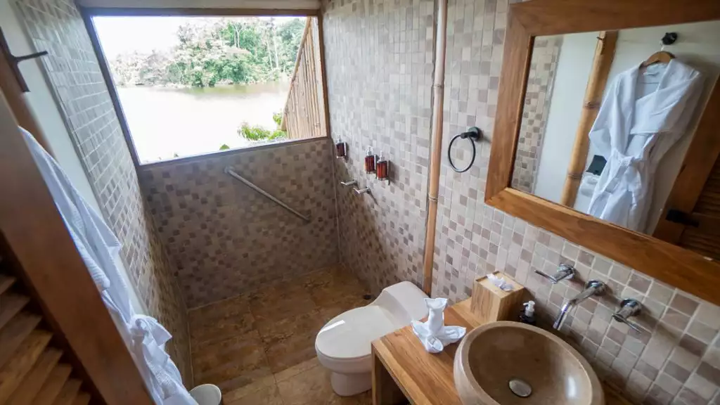 Scenic Stateroom bathroom at La Selva Ecolodge & Retreat