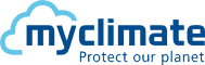 MyClimate logo with cloud and protect our planet motto