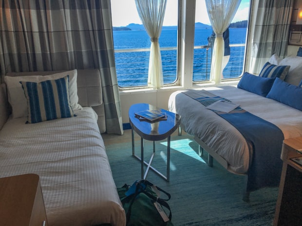 National Geographic Quest review of rooms showing the category 5 cabin with sleeping for 3 guests