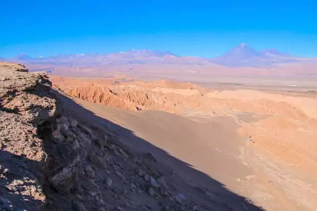 A viewpoint overlooking deserts and volcanos in Chile.