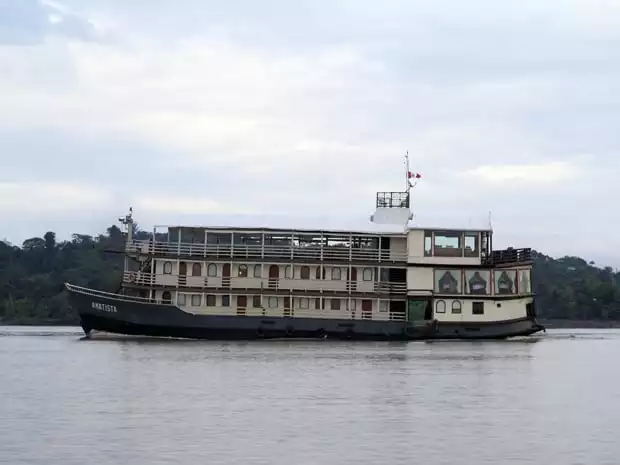 Amatista, a river boat, in the Peruvian Amazon river. 