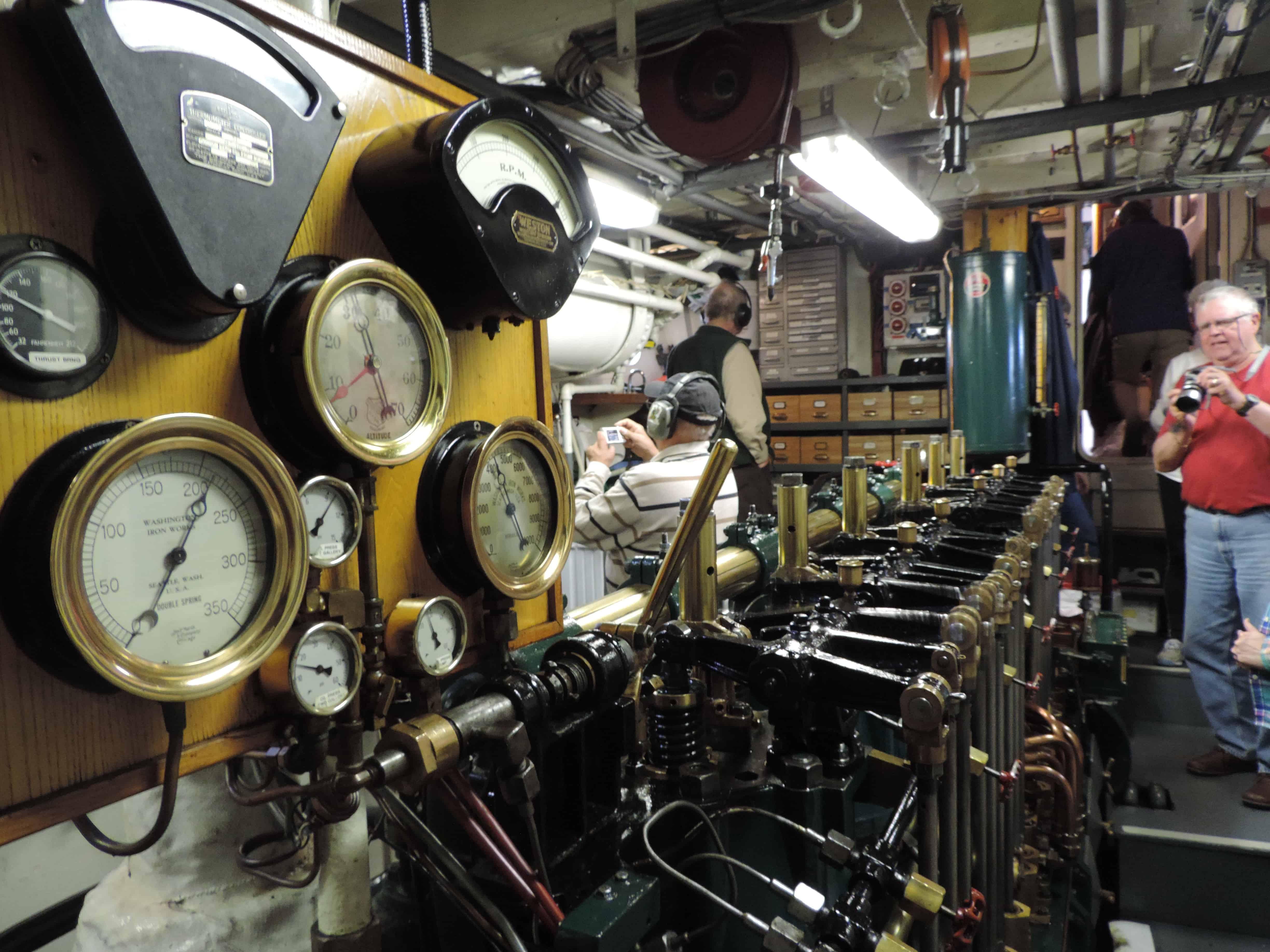 Engine room aboard a small ship cruise. 
