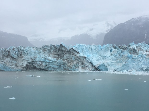 John Hopkins glacier seen from a small ship cruising in Alaska. 