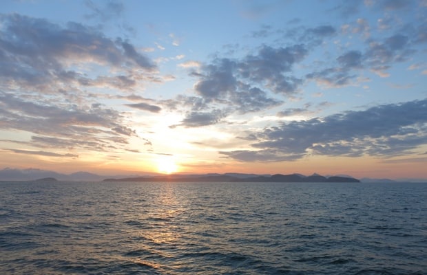 Sunset seen from a small ship cruise in Alaska. 