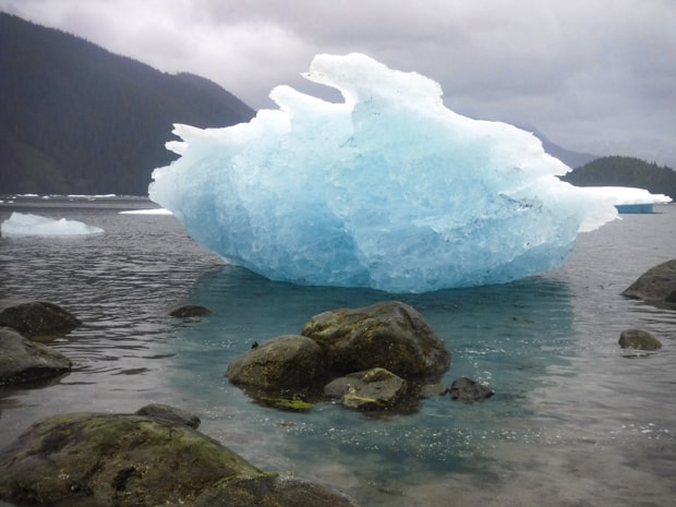 Deep-blue hues from an old glacier’s remnant, just outside of Le Conte Glacier in Alaska. 