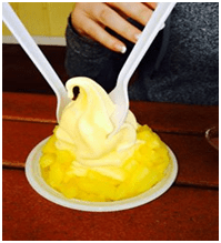 Bright yellow pineapple ice cream