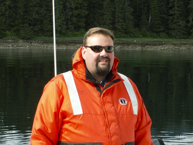 S.S. Legacy Captain Tim Voss on small ship cruise skiff excursion in Alaska. 