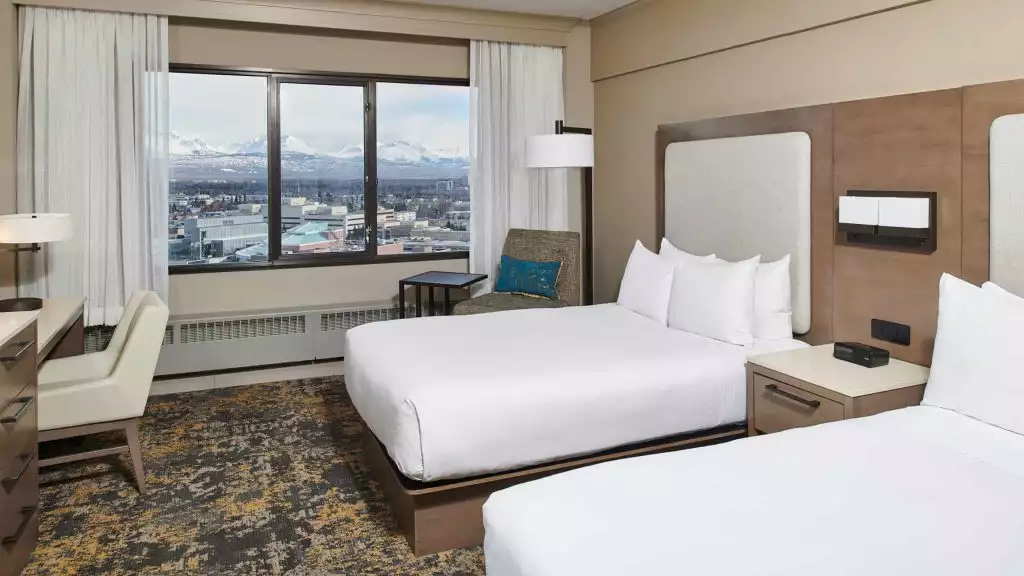 Double room at Hilton Downtown Anchorage 