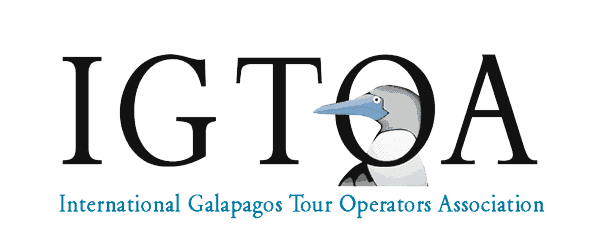 International Galapagos Tour Operators Association (IGTOA) logo with blue-footed boobie cartoon.