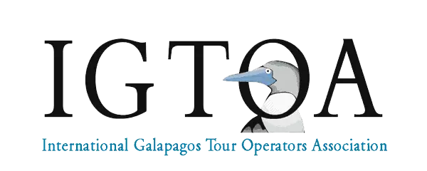 International Galapagos Tour Operators Association (IGTOA) logo with blue-footed boobie cartoon.