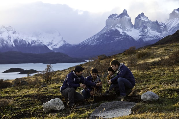 People working on the reforestation project in Torres del Paine National Park in Chile. 
