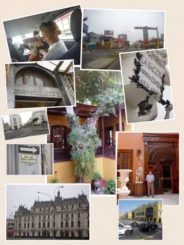 Collage of photos taken on a City Tour in Lima Peru. 