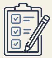 Entry requirements icon: A clipboard, pencil and check boxes on a piece of paper.