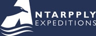 Antarpply Expeditions logo with big white A and bird.