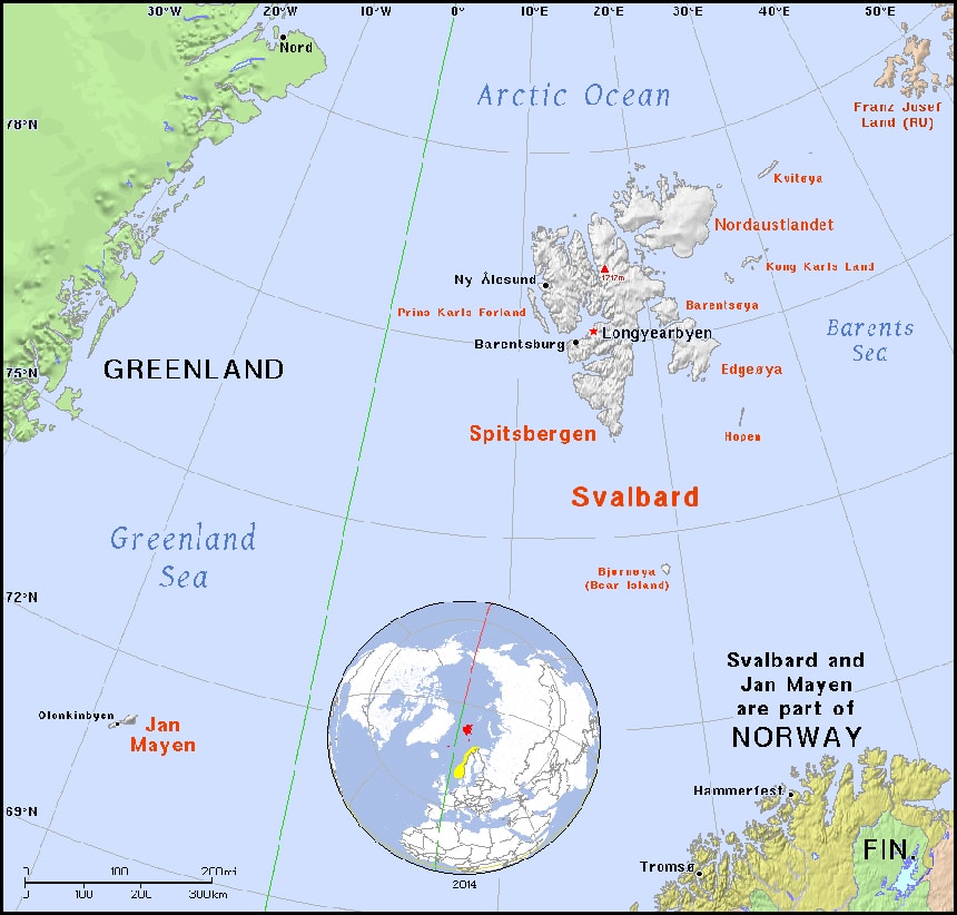 Where Svalbard, Spitsbergen, northern most Norway archipelago is located for Svalbard expeditions.