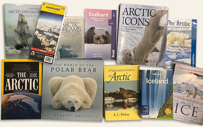 A collage of book covers of the top Arctic books and recommended reading when preparing for an Arctic cruise.