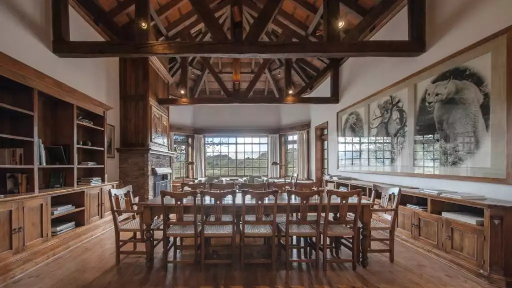 Dining room of Casa Buttler, a separate, smaller property at Explora Patagonia National Park Lodge